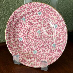1950's Radfords English Bone China Teacup Saucer Pink And Blue Chintz Floral